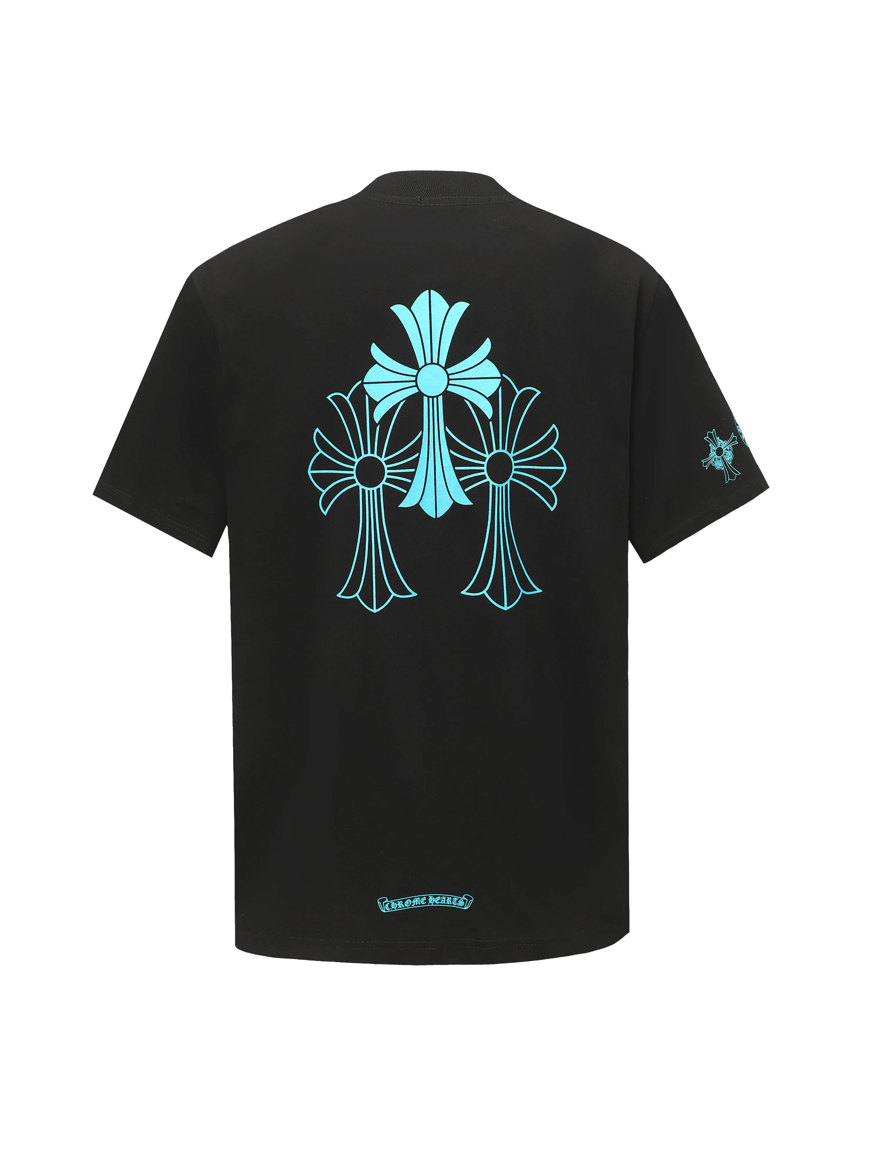 🅿️🅿️170 Chrome hearte/Chrome heart ch 25ss early spring new Sanskrit printed short-sleeved T-shirt. A must-have item for daily commuting for men and women in light luxury. The correct version is welcome to compare. Detailed features: ·280 grams of 100% pure cotton double yarn jersey fabric. ·Custom dyed in the same cylinder, special thickened 32 pieces of double-strand 1x1 thread. ·Double-needle cross-stitch technology. ·Original main mark washed hangtag. Color: black white Size: XS-L